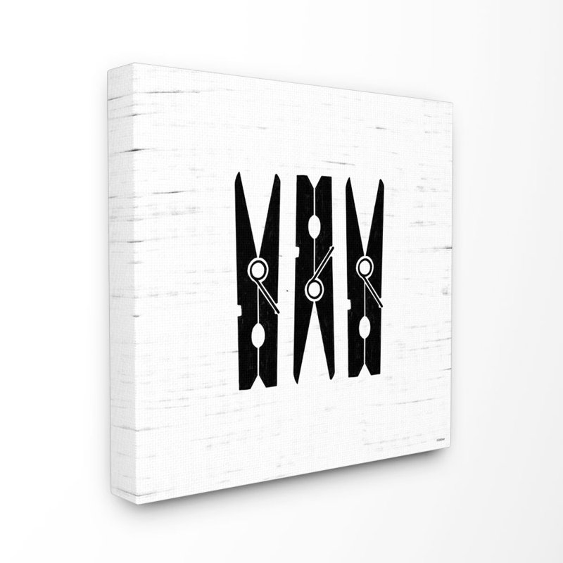 Ebern Designs 'Clothespin Laundry Bathroom Design' Graphic Art on ...