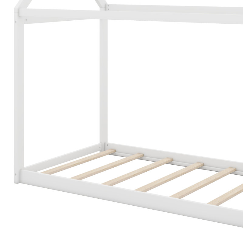 Twin Size Wooden House Bed, White