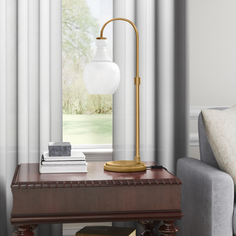 Lampe de table arquée 27 po Verona, Clair, Laiton brossé