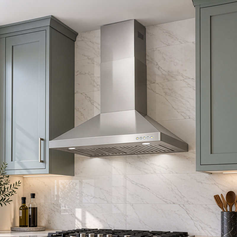 Cosmo 30 in. Vista Collection Ducted Wall Mount Range Hood, Button Controls, LED Lights, Permanent Filters, Stainless Steel