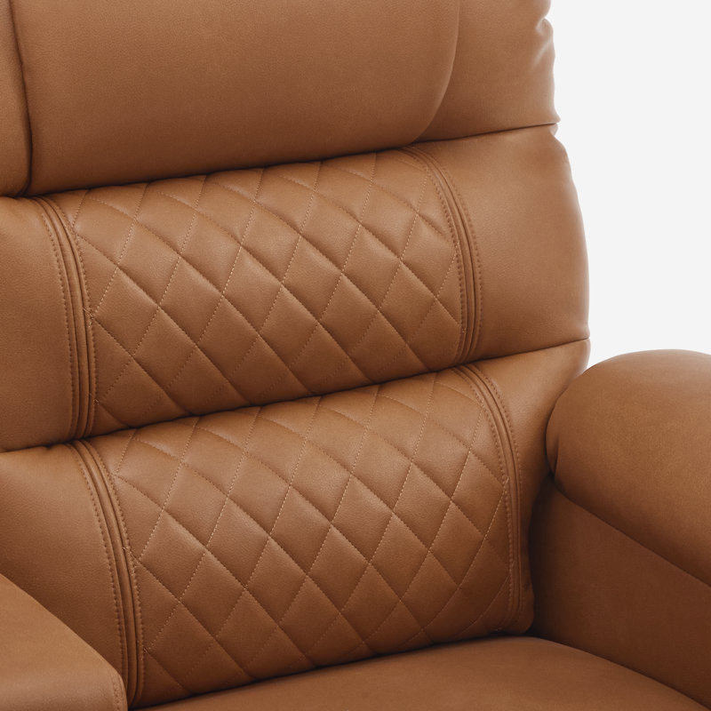 Power Loveseat Recliner with Console, Electric Reclining Loveseat Sofa with Heat and Vibration, Orange