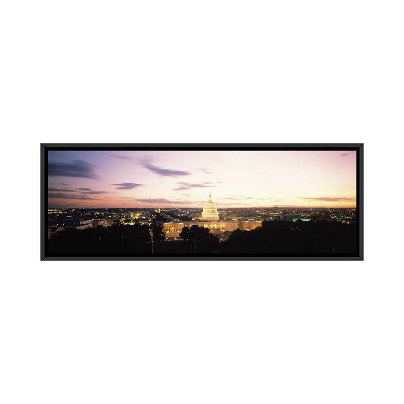 " US Capitol Washington DC USA " by Panoramic Images, Black Framed Canvas, 12" H x 36" W x 1.5" D