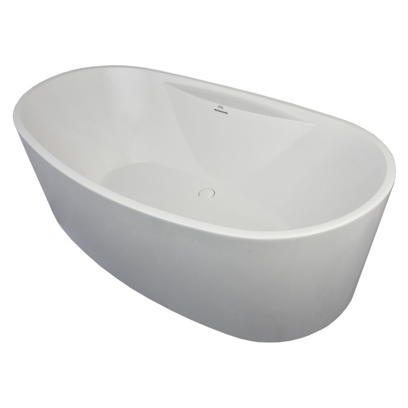 Grant 66" x 36" Freestanding Air Solid Surface Bathtub, Glossy White