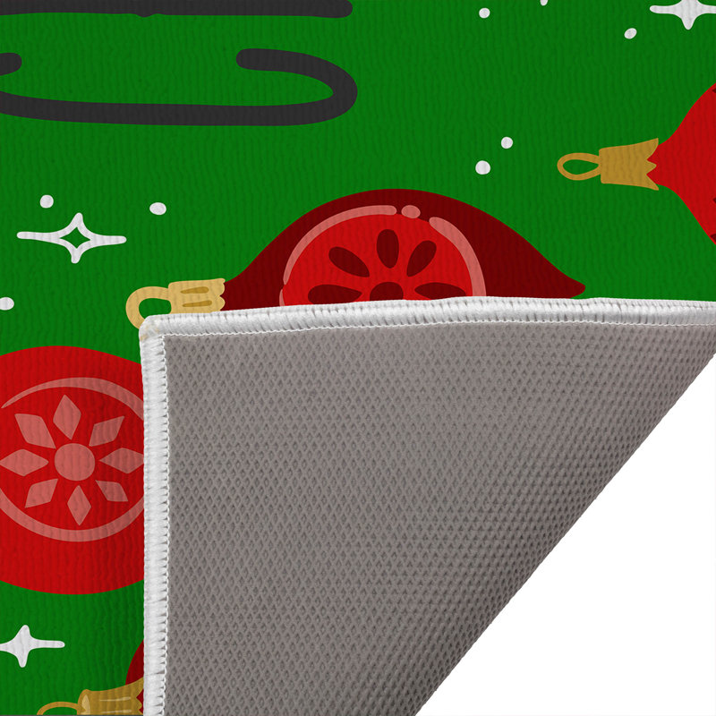 Tapis de bain Ornaments Merry Christmas Holiday, Simple - L 34 po x l 21 po, Vert