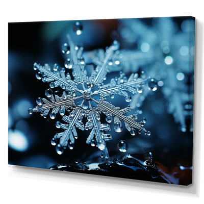 «Blue Snowflake Holiday III - Winter Landscape», art mural