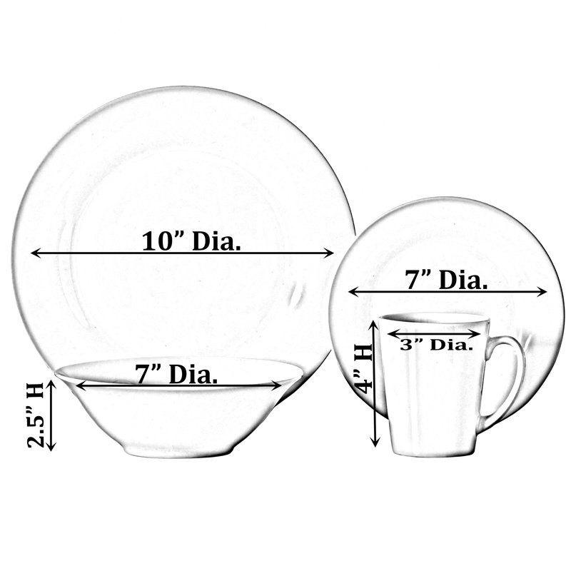 Kayleena Piece Ceramic Dinnerware Set - Service for 8, White