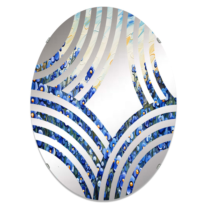 «Calming Blue Bonnets Floral Field» - Miroir décoratif Baptist Fan - MIR112075-Ovale, L 24 po x H 36 po