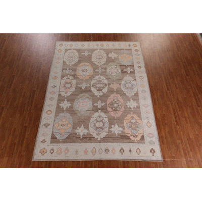 Handmade Brown Oushak Vegetable Dye Area Rug 9x12