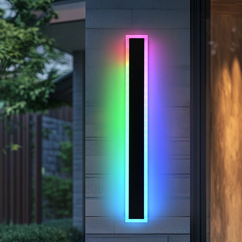 Upgraded Modern RGB Wall Lights - IP65 Waterproof, Indoor/Outdoor Lightings With Remote & App – Wall Sconce Exterior Black Light Fixture With Multiple Modes & Features, For Business/Home
