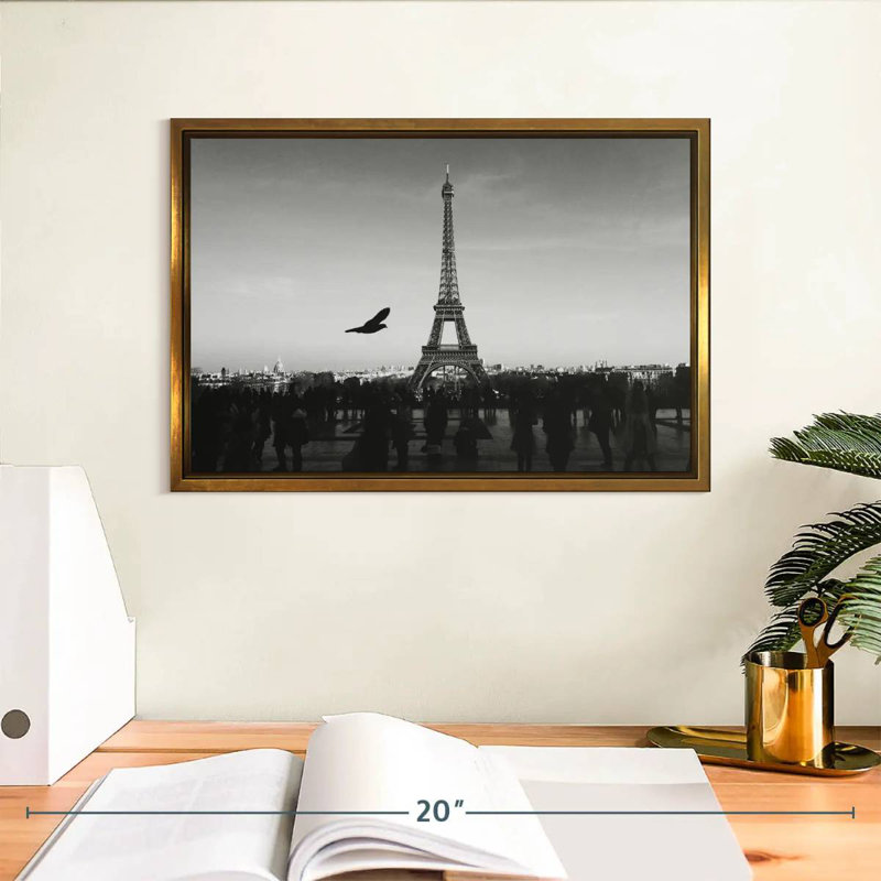 Couvert Tour Eiffel, 13 po x 9 po, Cadre flottant doré