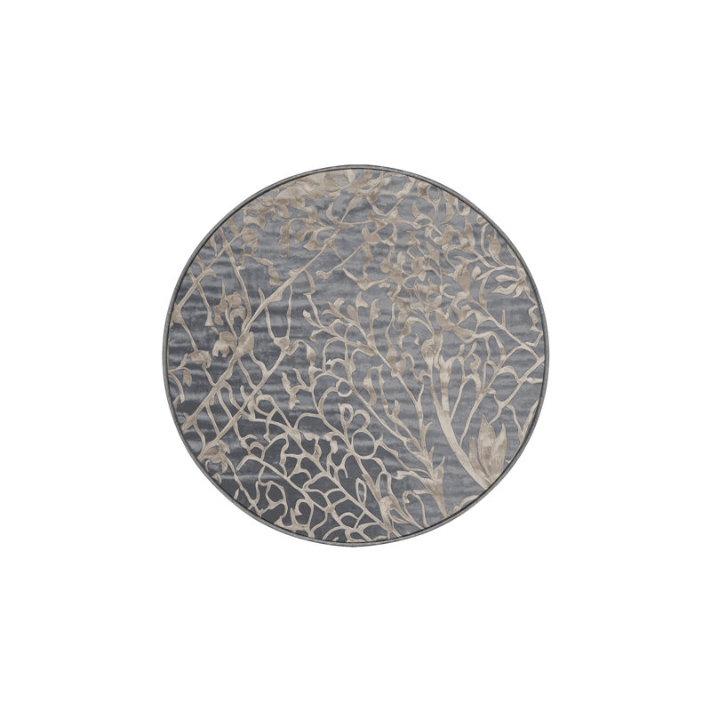 Machine Washable Gray Area Rug, Round 8'