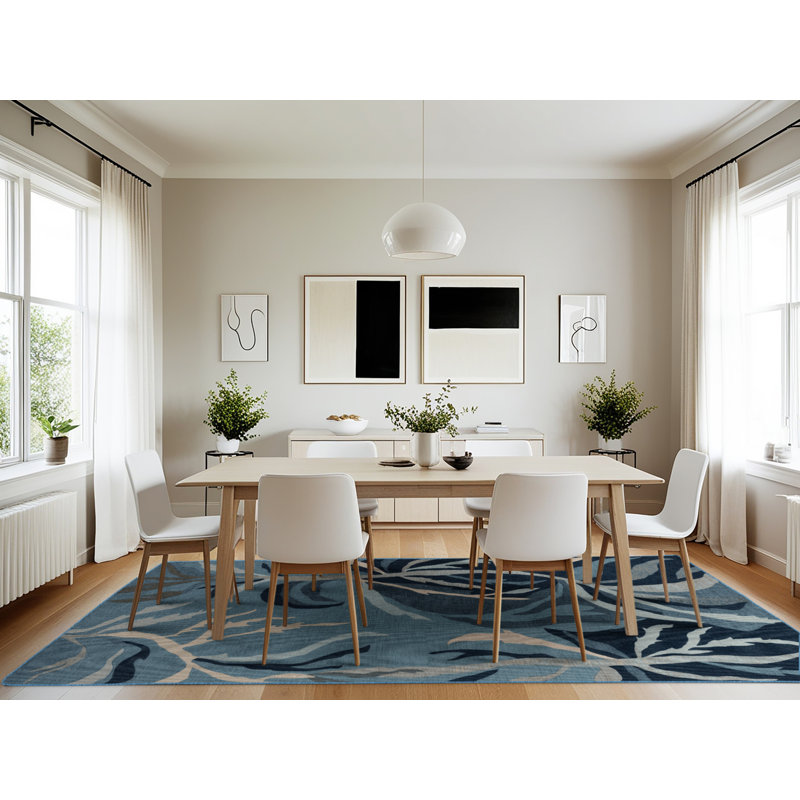Tapis bleu lavable à la machine, Rectangle 7 pi x 10 pi