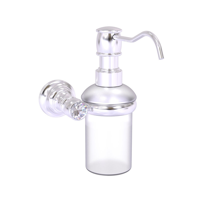 Distributeur de savon mural en cristal Gavin, Chrome satiné