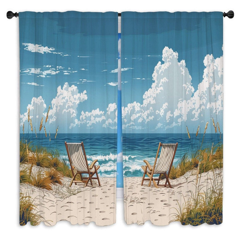 Rideaux de plage relaxants avec rideaux de sable Sandy Shoreline - 2 panneaux, L 20 po x L 52 po