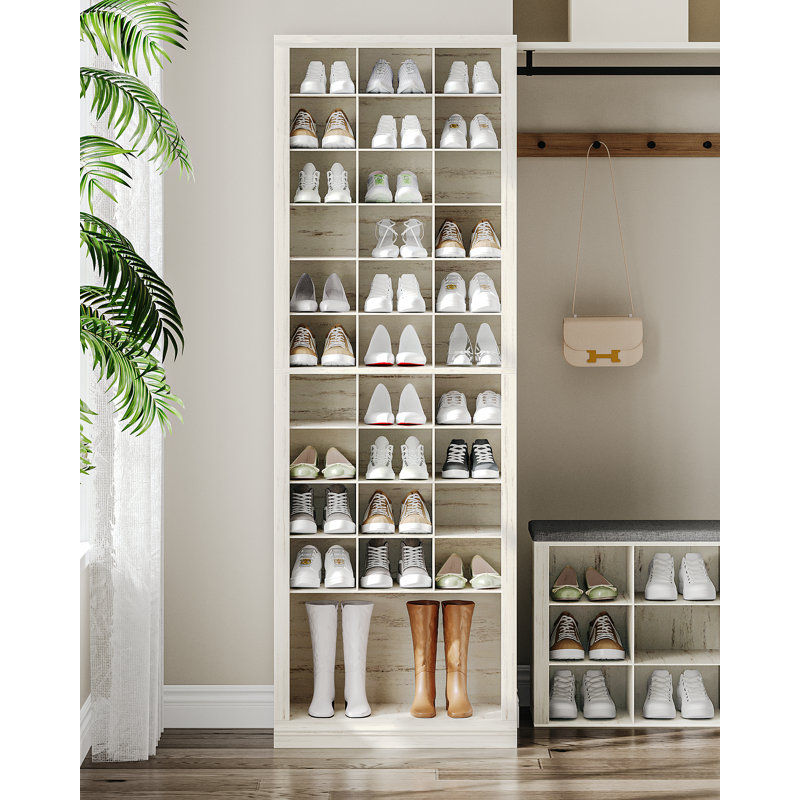 Cottrell 11-Tier Shoe Storage Cabinet, Free Standing Closet Organizers and Storage with 31 Open Cubbie, Space Saving Shoe Rack for Entryway, Bedroom,Beige
