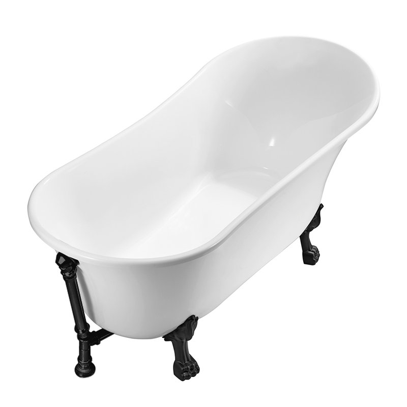 Baignoire de trempage sur pieds 67 "en acrylique 67" Streamline, Noir mat, Noir mat