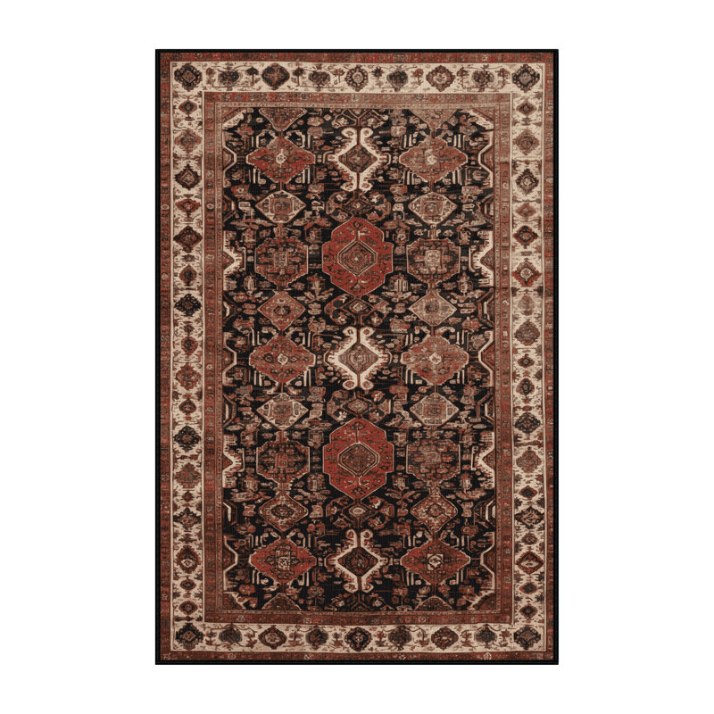 Machine Washable Persian Brown Area Rug, Rectangle 2' x 3'