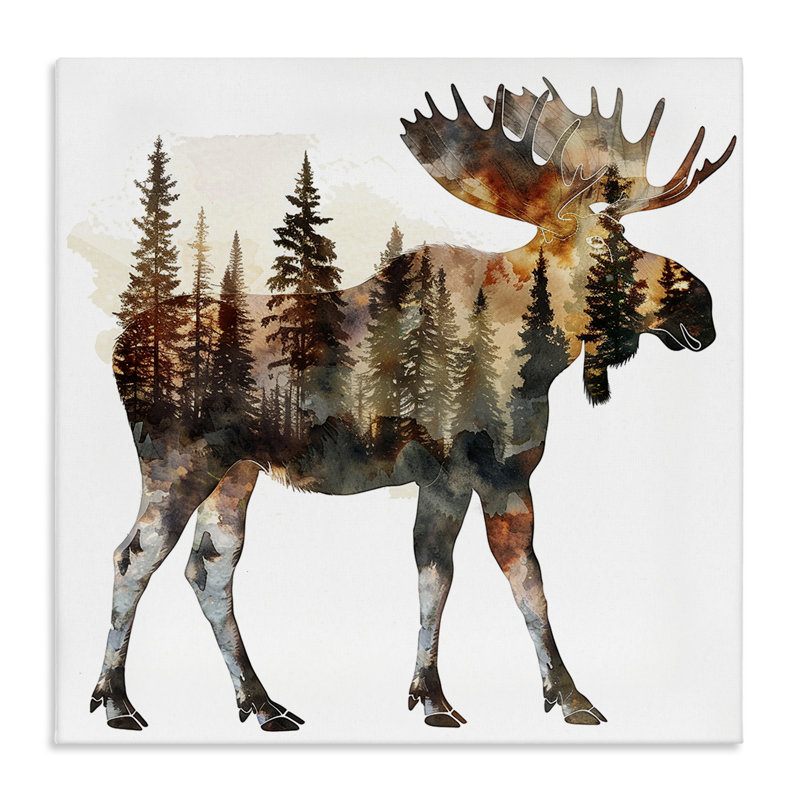  «Moose Forest Silhouette» par LSR Design Studio, H 24 po x l 24 po