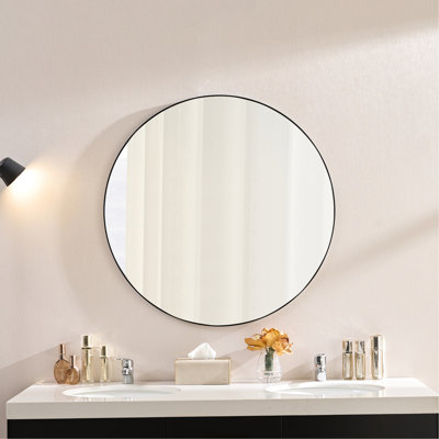 36 Inch Black Vanity Mirror, Rust - Frame, , 360 Degree Hanging, Ideal For Bedroom Decor  Narrow Glass, Safe And Simple Installation,