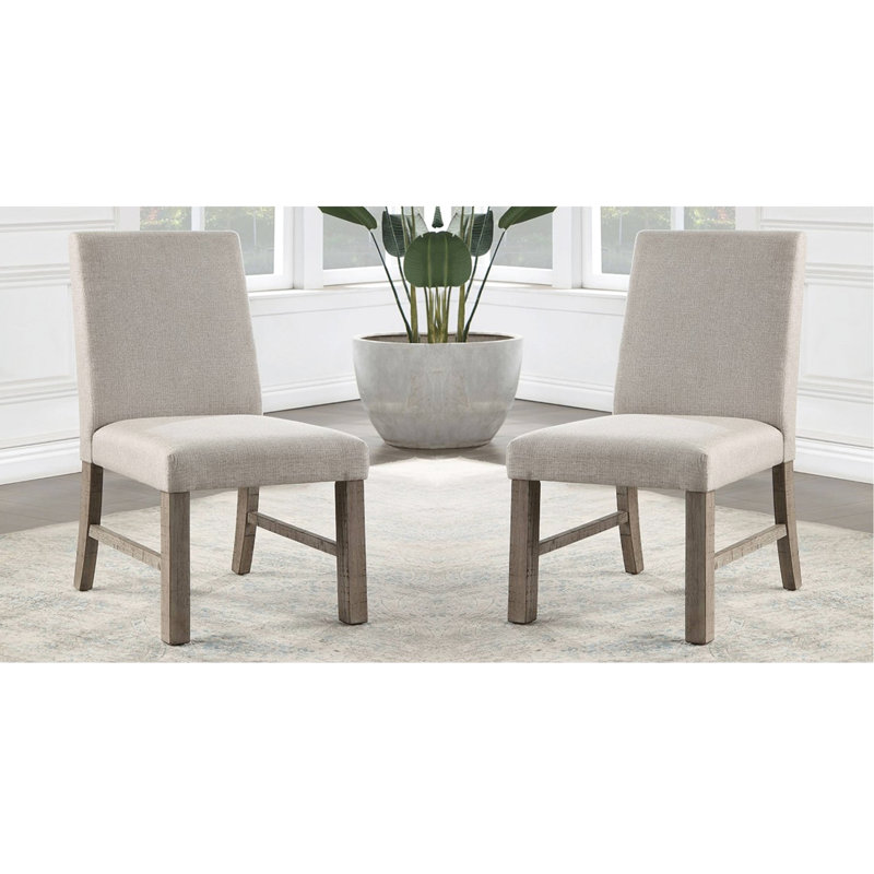 Chaises de salle à manger modernes gris avec coussins rembourrés confortables et supports de style transitionnel avec structure en bois massif