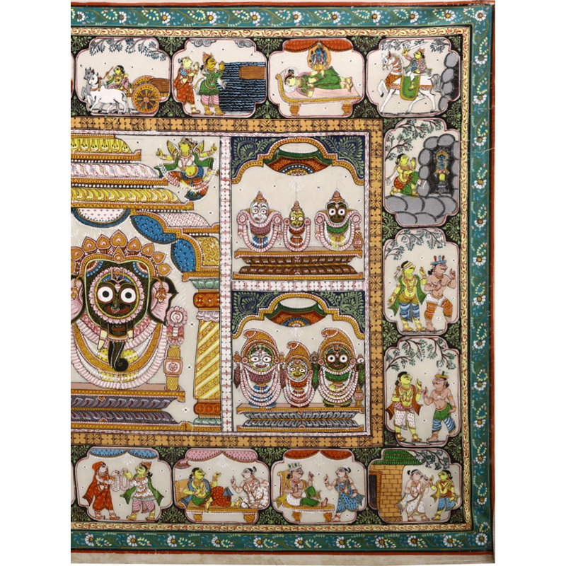Grand Shri Jagannatha Ji | Aquarelle sur soie tussar