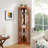 Corner Glass Cabinet Lighted Curio Cabinet Corner Display Case For Living Room, Curio Cabinet, Antique Collection, Wine,Bar Glass Storage Light Included-2121100655
