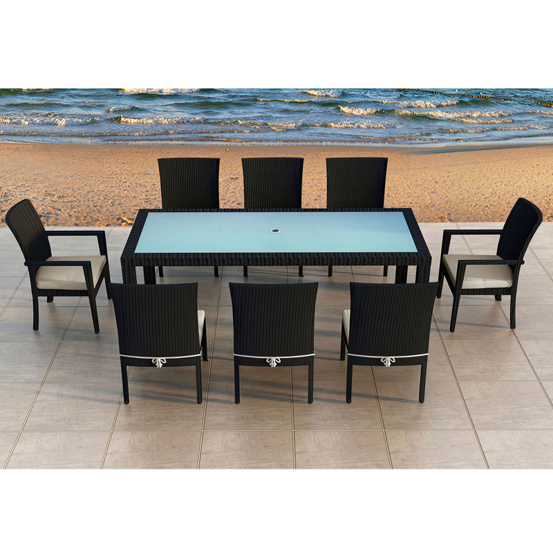 Urbana Outdoor - Piece Dining Set, Canvas Charcoal Sunbrella® Canvas, Coffee Bean, 8