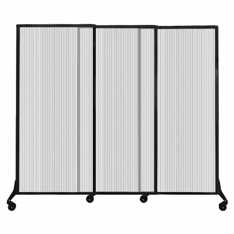 Cloison coulissante à 3 panneaux QuickWall, Transparent, H 70 po x l 100 po