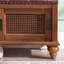 Banc rembourré en cuir véritable brun noisette-320893252