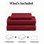 Ensemble de draps 3 pièces en coton pour lit simple, draps respirants et rafraîchissants, literie douce inspirée des hôtels, draps de luxe bordeaux avec bonnet profond de 40 cm, infroissables et faciles d'entretien.-135803604-135803606