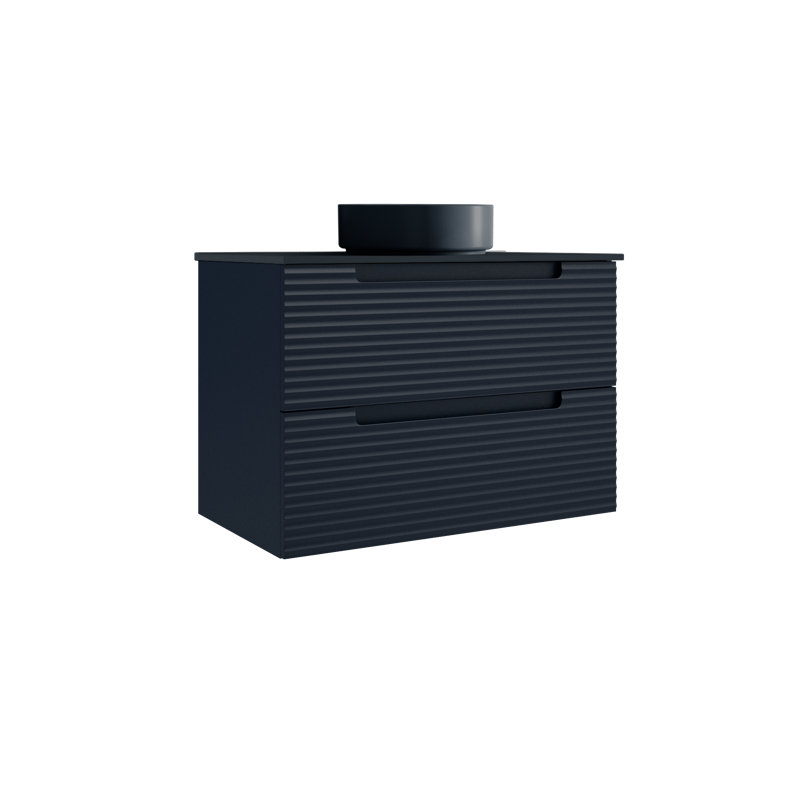 Meuble-lavabo mural simple 32 po avec plateau en résine Moncler, Bleu marine, Bleu marine