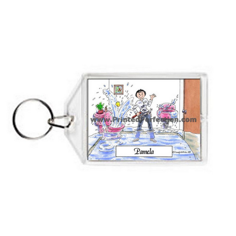 Personnalisé plombier - porte-clés acrylique femme, Oui