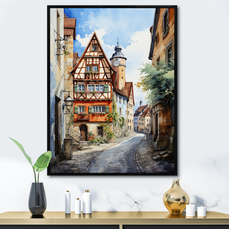 Laverham Allemagne Rothenburg Street I, H 40 po x l 30 po x P 1,5 po, Cadre flottant noir
