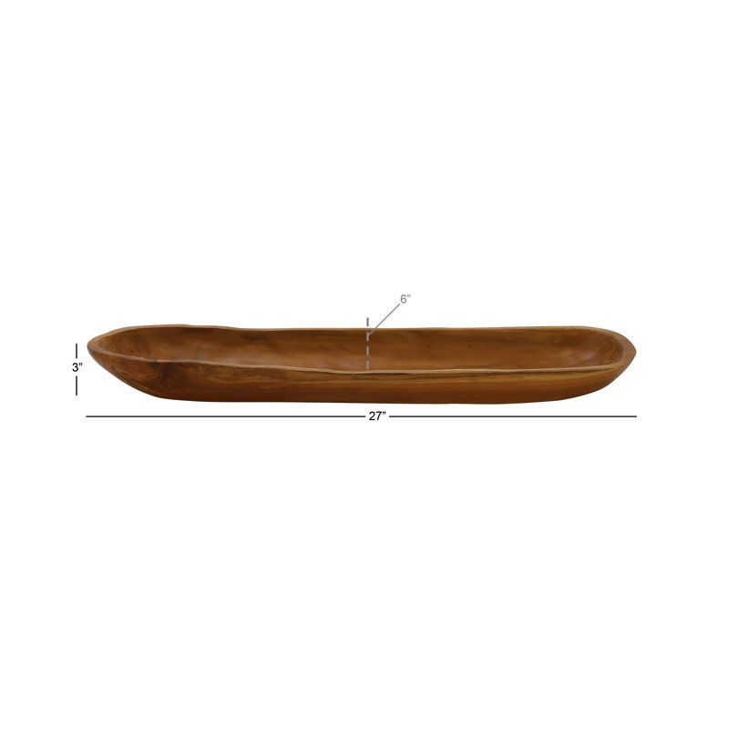 Handmade Teak Wood Live Edge Oval Serving Tray