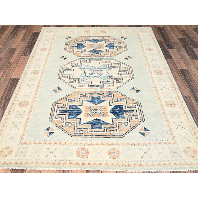 Tapis oriental bleu, 5 pi x 6 pi 9 po, bleu Anatolian Village