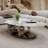 Marble Coffee Table with Sculptural Stainless Steel Base
