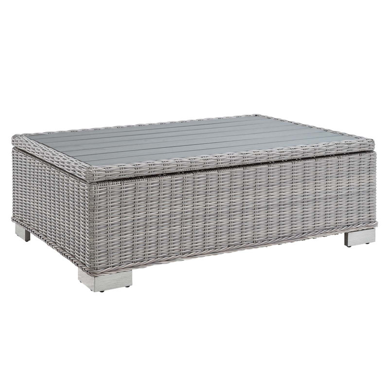 Conway 45" Outdoor Patio Wicker Rattan Coffee Table, 32" W x 45" L x 15" H