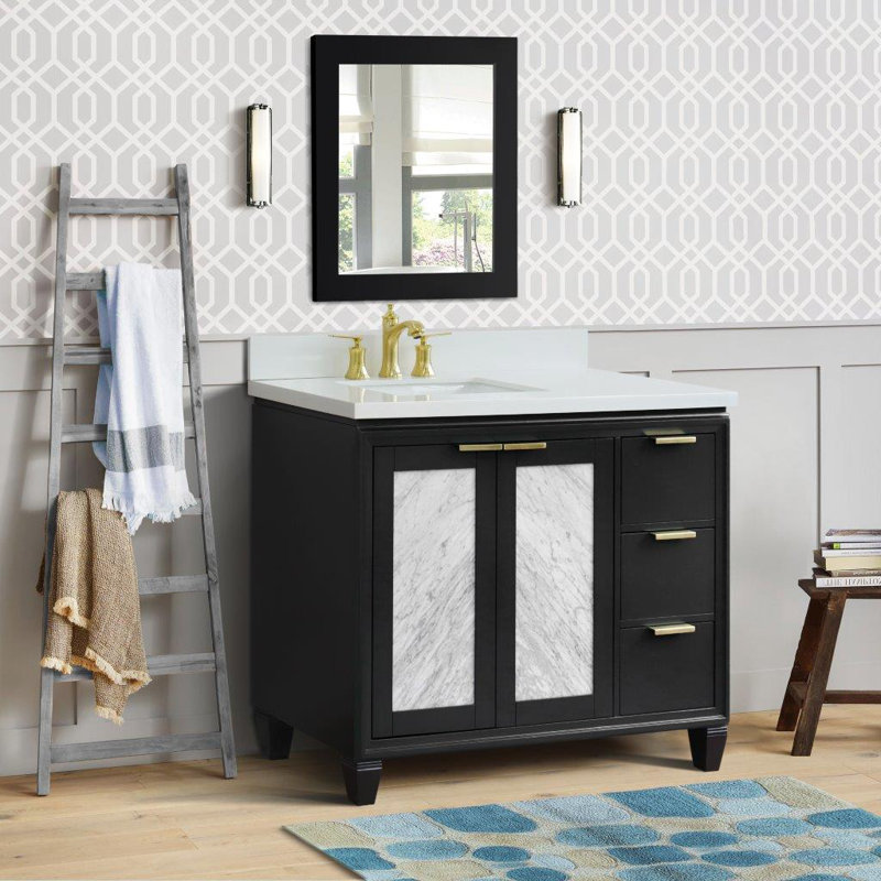 Ensemble de meuble-lavabo simple 43 po avec miroir Schreck, Gris foncé