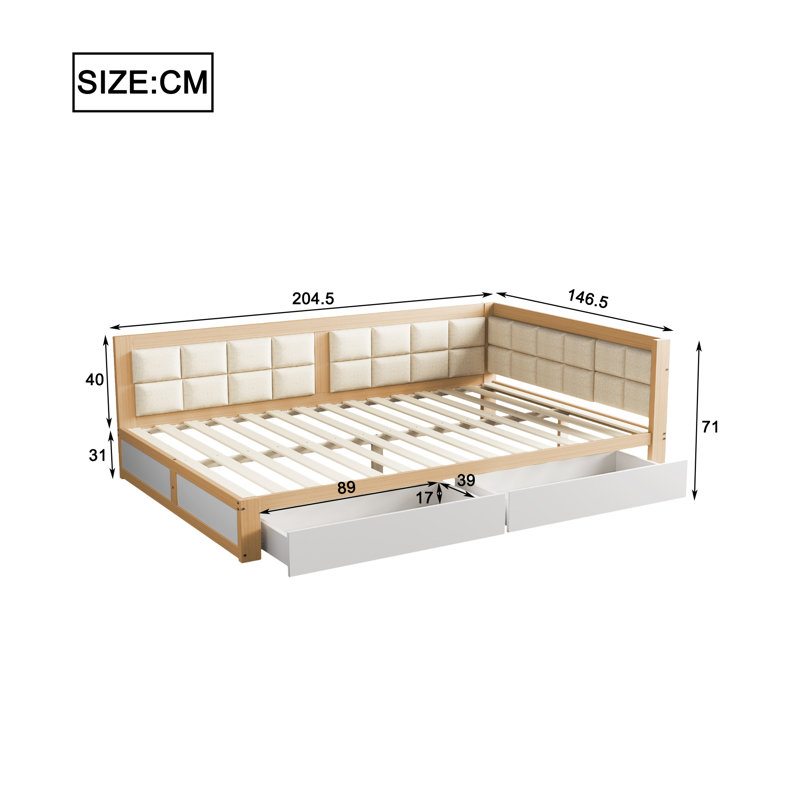 Bernardetta Upholstered Daybed, Natural