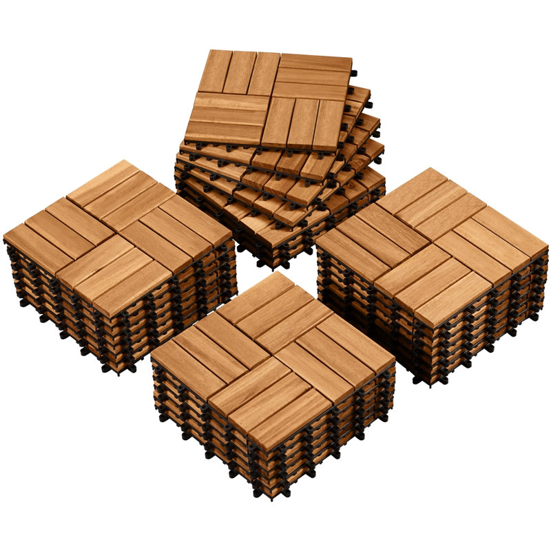 30cm L x 30cm W Interlocking Wood Deck Tile