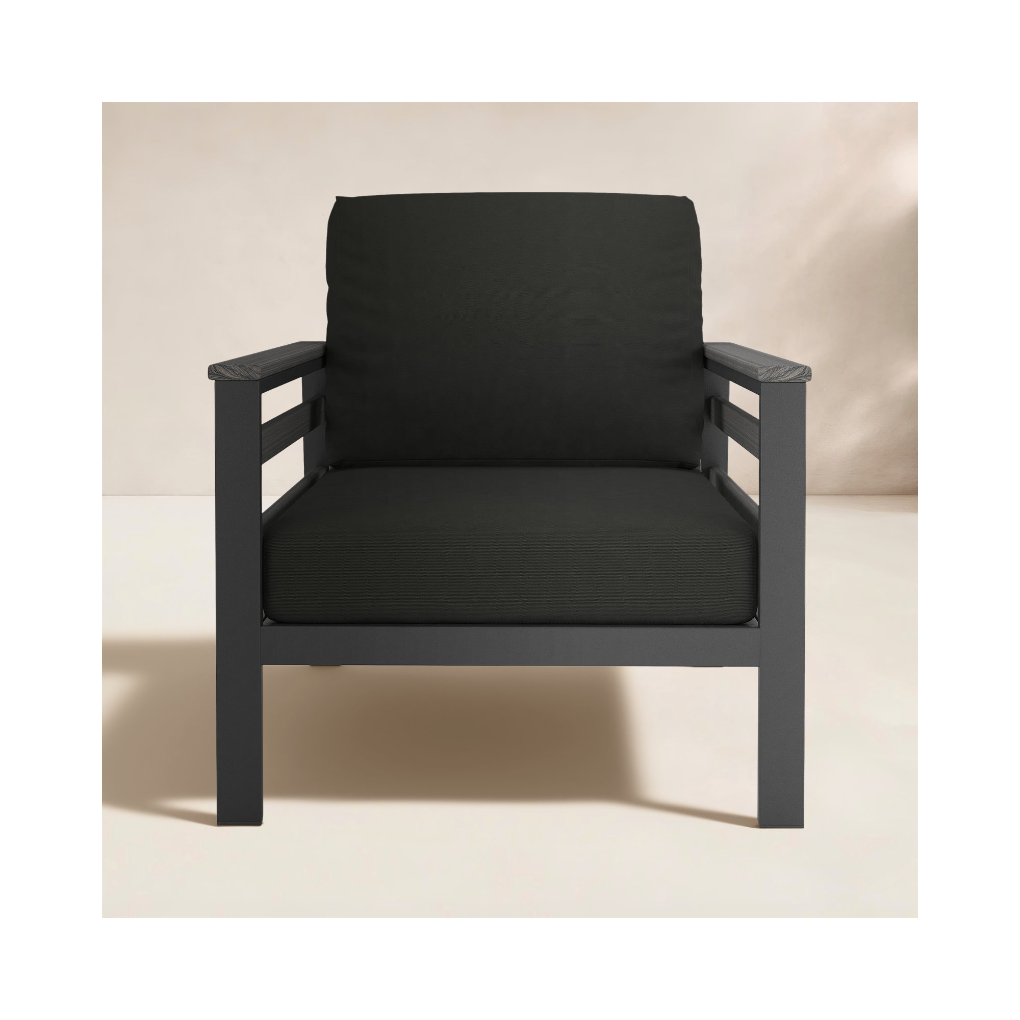 Townsend Patio Chair with Sunbrella® Cushions, Canvas Black Sunbrella® Canvas, Dark Gray