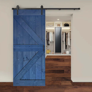 84'' Solid Wood Paneled without Installation Hardware Kit Barn Door