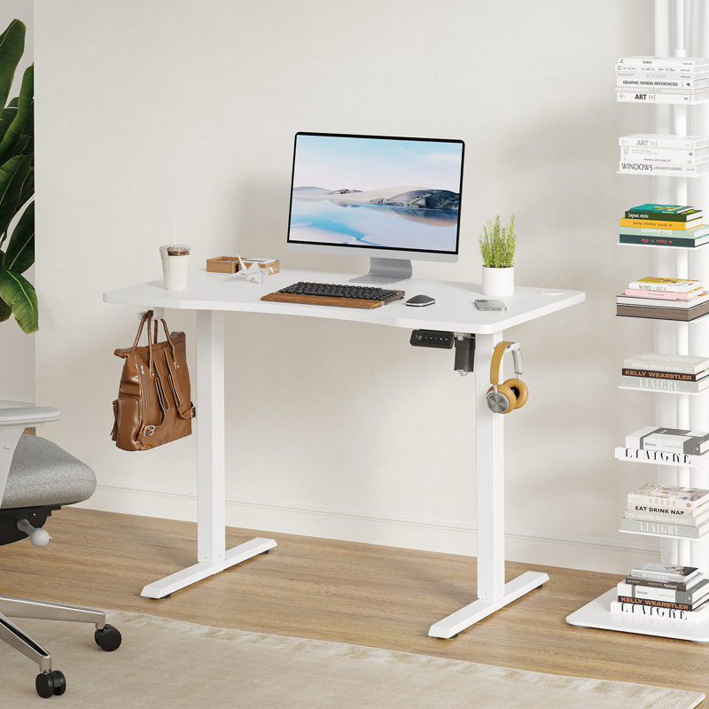 Dulane Adjustable Metal Base Standing Desk, White