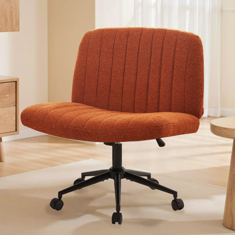Armless Criss Cross Chairs, Preminum Fabric Swivel Vanity Chair ,Modern Adjustable Office chair, Orange