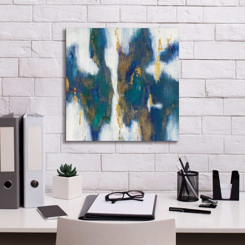 Art mural sur toile Wrought Studio ™ «Blue Texture 1 Gold» par Danhui Nai, H 18 po x l 18 po