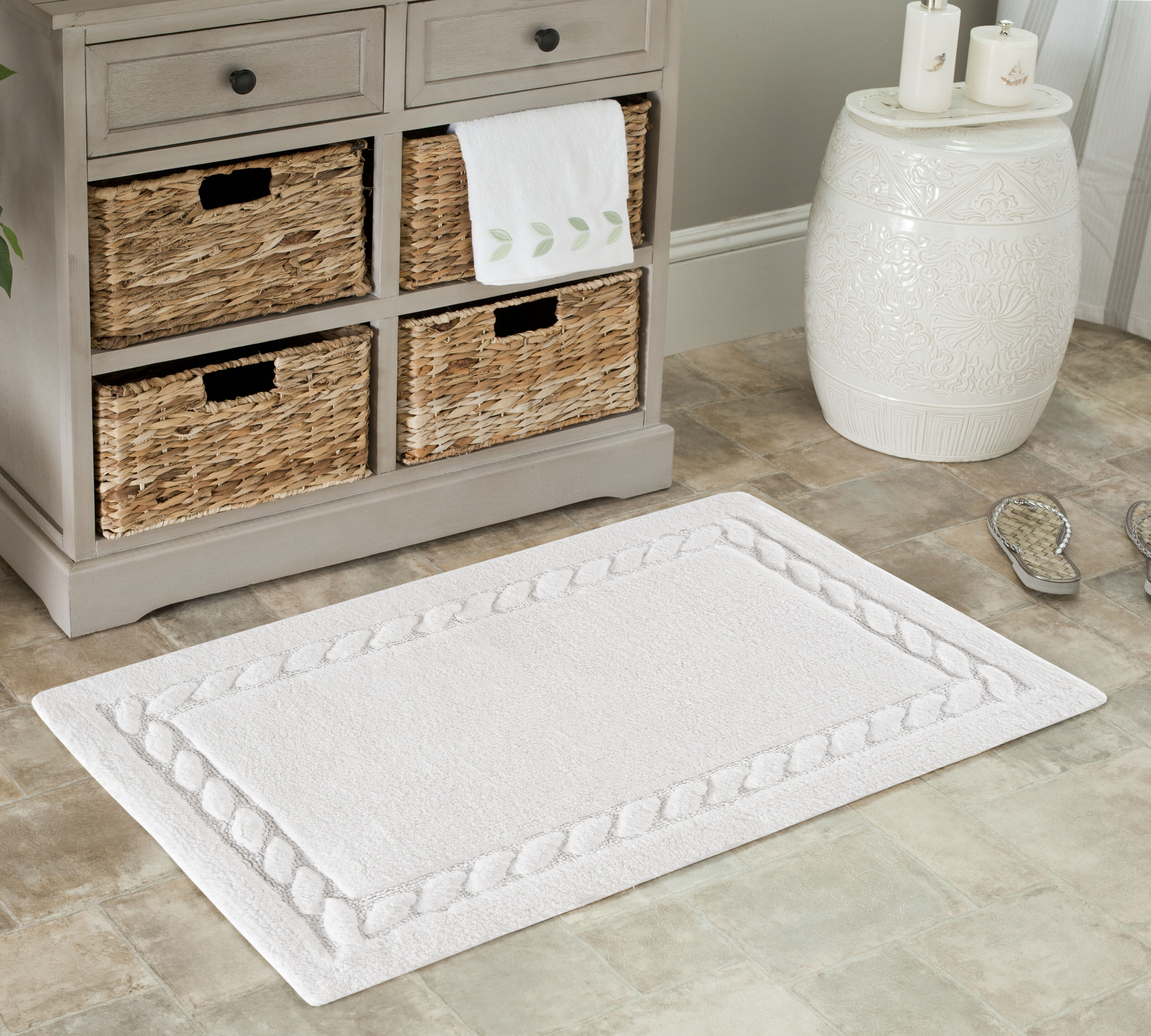 Cristin Bath Rug Latitude Run Color: White