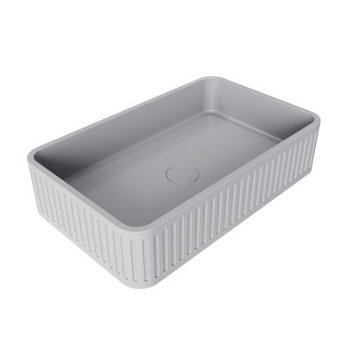 20.5'' Concrete Vessel Rectangular Modern Gray Bathroom Sink
