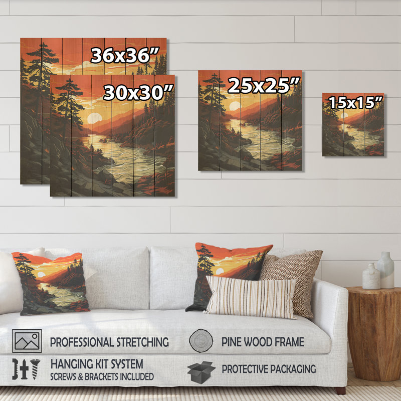 Sunset On 1000 Islands River In Canada I - Canada On Wood Print, 15" H x 15" W