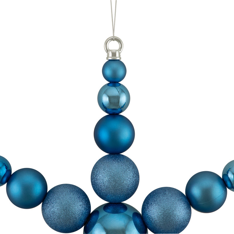 Ornement de Noël 18 po en forme de flocon de neige à 3 finitions, Bleu