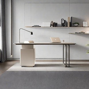 Sintered stone desk with drawers